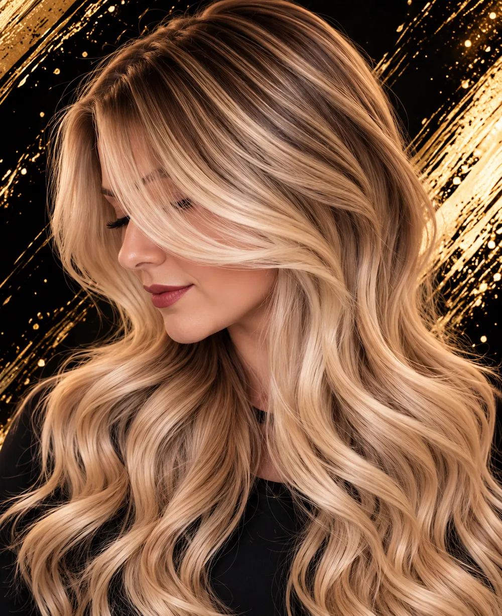 Blonde Wellen mit Balayage