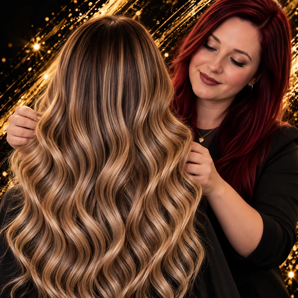 Lange, wellige Haare mit Extensions